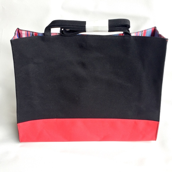 Lancome Tote Bag Black & Red Striped Interior - Picture 3 of 3